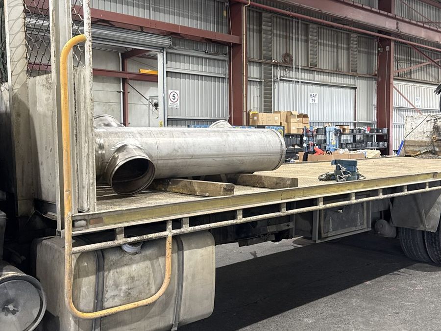 Flat top loaded inside the warehouse ahead of an early site delivery.